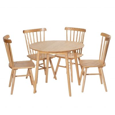 현대 식탁 및 의자 덮개 세트 천연 또는 재색의 단단한 나무 가구