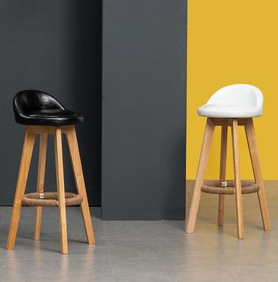 상업용 가구 고형 목재 프레임과 직물 좌석과 함께 현대 높은 바 의자