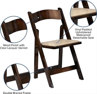 호텔 이벤트 사용 웨딩용 목재 접이식 의자 인기 색상 흰색 호텔 잔치 식사