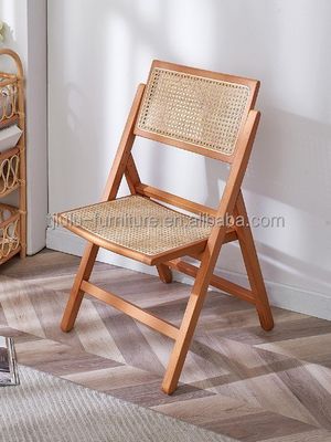 메일 포장 노르딕 레스토랑 장식용 고형 목재 라탄 접이식 식탁 의자
