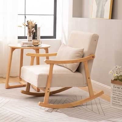 거실 가구 유럽 스타일 목재 포장 된 단단한 목재 흔들기 소파 의자 메일 포장