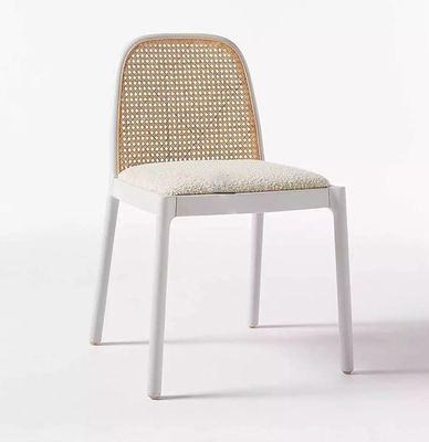 우편 포장 튼튼한 단단한 목재 팔 없는 라탄 식탁 의자