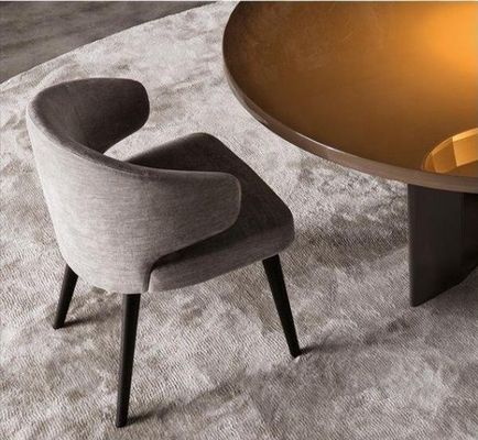 편안하고 우아한 식사용 목재 다리 벨벳 포장 날개 뒷받침 식탁 의자