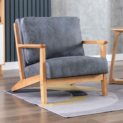 노르딕 모든 솔리드 목재 빈티지 싱글 소파 목재 레저 팔 의자 포장 된 소파 Recliner 의자