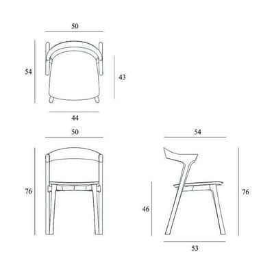 편안하고 우아한 노르딕 목재 휴식 의자 호텔 가든 카페 53cm*50cm*76cm