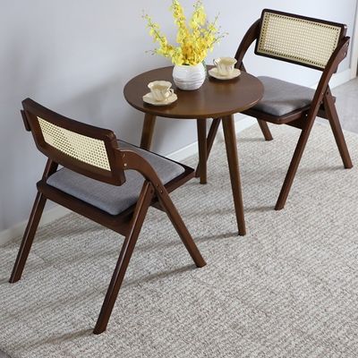 음식점용 접이식 목재 의자 자연색/오리색의 내구성 있는 라탄 식탁 의자