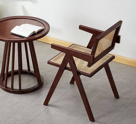 현대 디자인 스타일 식실 가구 고급 라탄 고형 나무 레스토랑 의자 팔받침