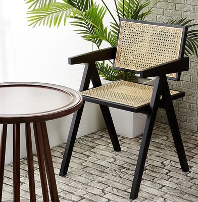 현대 디자인 스타일 식실 가구 고급 라탄 고형 나무 레스토랑 의자 팔받침