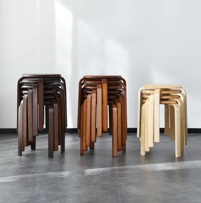 OEM 서비스 받아들여집니다 패션 간단한 스쿨 현대 가구 작은 둥근 단단한 나무 쌓일 수 있는 의자 목재 스쿨 구부러진 목재 스쿨