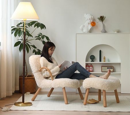 팔레스트 노르딕 라운지 목재 소파 레저 의자 단단한 나무 인위적 양털 소파 의자 팔레스트 사용자 정의 디자인