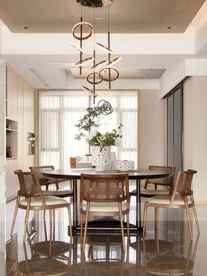 아쉬우드 프레임 노르딕 디자인 현대 고형 목재 PU 가죽 라탄 식당 의자 2023 카페 및 레스토랑