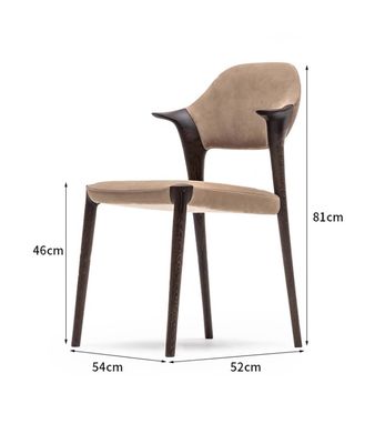 이탈리아의 현대적인 단단한 목재 식탁 의자 검은색/갈색 가죽 또는 사슴 가죽 벨벳 의 팔받침