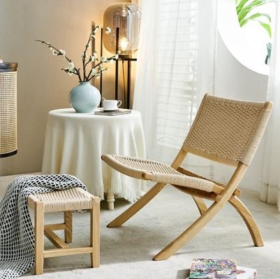 호텔 거실 가구 노르딕 스타일 고형 목재 휴식 의자 직물 로드 및 접이식 디자인