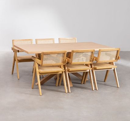 천연 견고한 라탄 커버 재료 레스토랑 호텔을위한 현대 고형 나무 식탁 의자