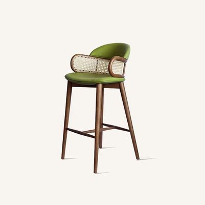현대 목재 바 의자 라탄 높은 바 의자 부엌 식사실 레스토랑 녹색/오렌지 및 상업용 가구