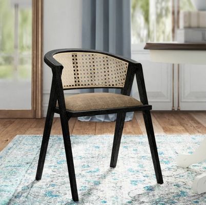 주방 가구 일본 스타일 고형 나무 라탄 천식용 싱글 식탁 의자 현대 디자인