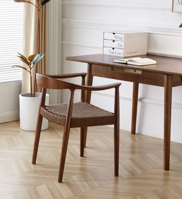 홈 가구 현대 북유럽 스타일 고무 목재 프레임과 짜인 코드 식탁 의자