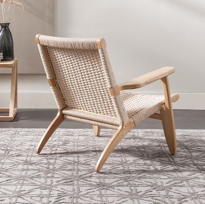 현대 스타일 주방 가구 직물 코드 좌석과 나무 팔과 함께 단단한 목재 식탁 의자 자연 / 너트 / 검은색