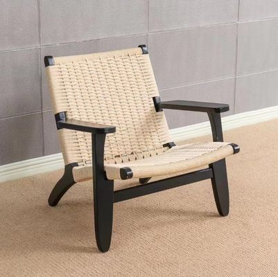 현대 스타일 주방 가구 직물 코드 좌석과 나무 팔과 함께 단단한 목재 식탁 의자 자연 / 너트 / 검은색