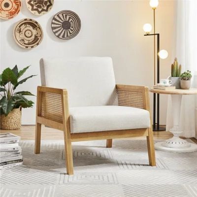 현대식 거실 럭셔리 fauteuil 가구 목재 소파 의자 럭셔리 직물 벨벳과 라탄