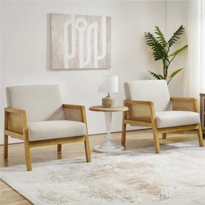 현대식 거실 럭셔리 fauteuil 가구 목재 소파 의자 럭셔리 직물 벨벳과 라탄