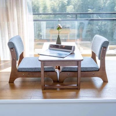 메일 포장 일본식 타타미 목재 다리 없는 바닥 차 의자 뒷지대가 있는 단단한 목재