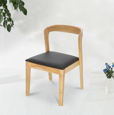 현대 노르딕 디자인 고형 목재 PU 가죽 식탁 의자