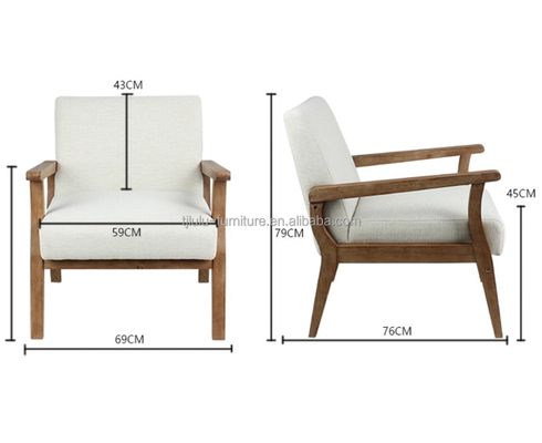 거실 및 호텔 고체 목재 직물 목재 소파 의자 W69*D76*H79CM 부드러운 좌석과 함께 현대 디자인 한 좌석