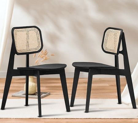접힐 수 있는 라탄 디자인으로 단단한 나무 식탁 의자 레스토랑에 클래식 추가