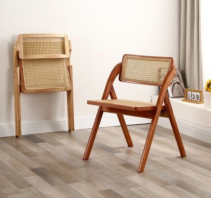 호텔 레스토랑 식실 가구 현대 노르딕 접이성 라탄 등반 단단한 나무 식탁 의자 W47.5*D47.5*H81.5CM