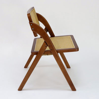 고전 스타일의 레스토랑용 빈티지 접이성 라탄 목재 식탁 의자