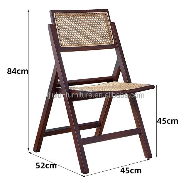 메일 포장 노르딕 레스토랑 장식용 고형 목재 라탄 접이식 식탁 의자
