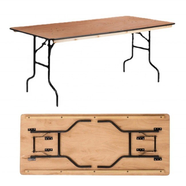 옥외 직사각형 단단한 나무 잔치 결혼식 호텔 접이식 테이블 결혼식 및 호텔을위한 현대적인 디자인