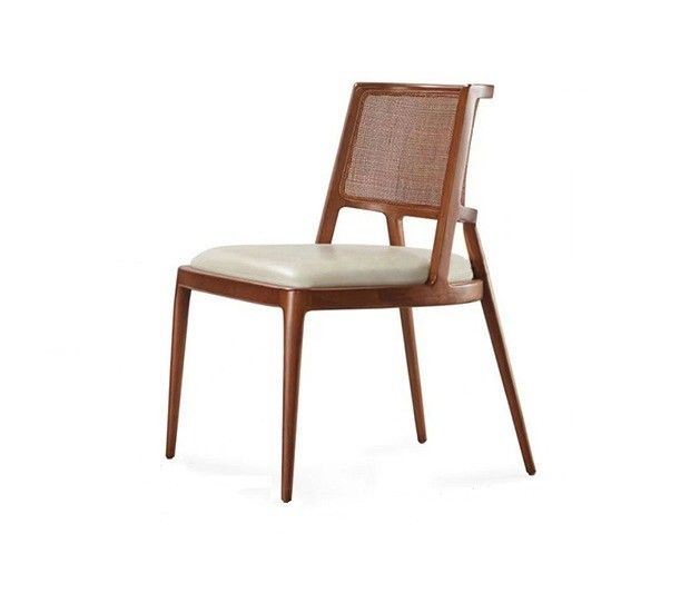 식당 가구 고급 라탄 고체 나무 PU 가죽 의자 식당 의자
