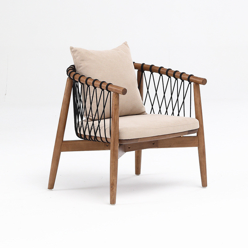 메일 포장 Y 노르딕 라운지 목재 소파 레저 의자 로프 엮은 단단한 목재 의자 호텔용 팔받침