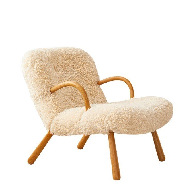 노르딕 특수 현대 디자인 고형 나무 재 프레임 재료 양털 가루 류 리저 주방 침실 의자