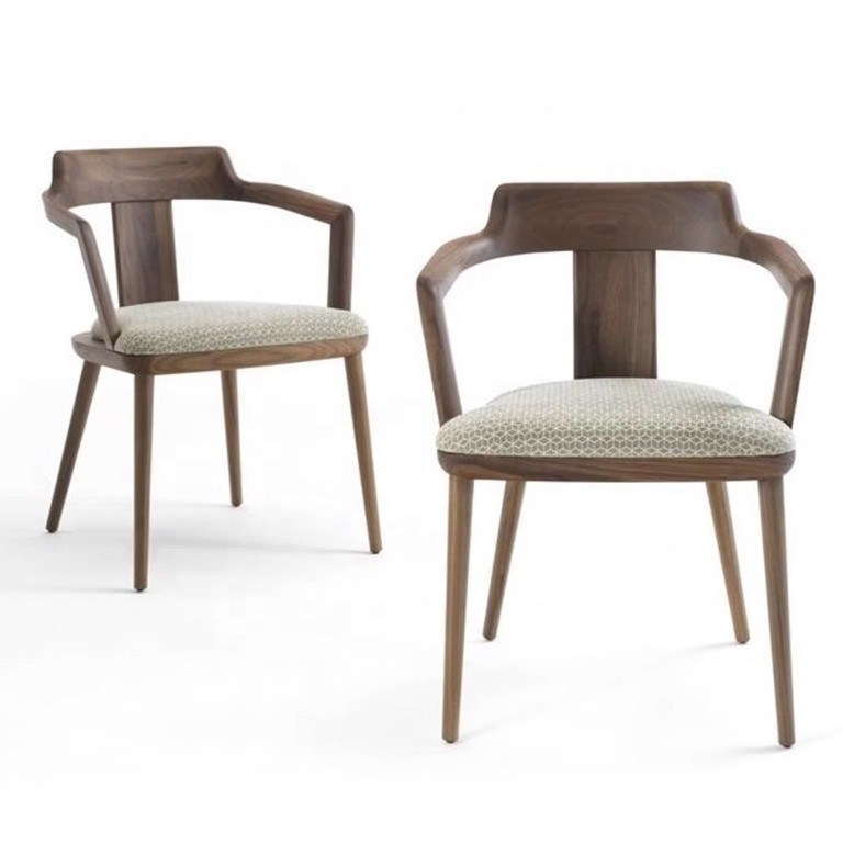 실내 식당 식탁 의자 고형 목재 의자 쿠션 및 현대 디자인 호크넛 컬러 팔자리