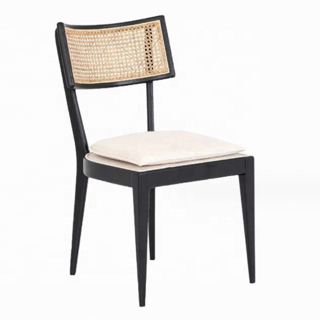 현대 레스토랑 가구 디자인 라탄 뒷면 목재 식탁 의자