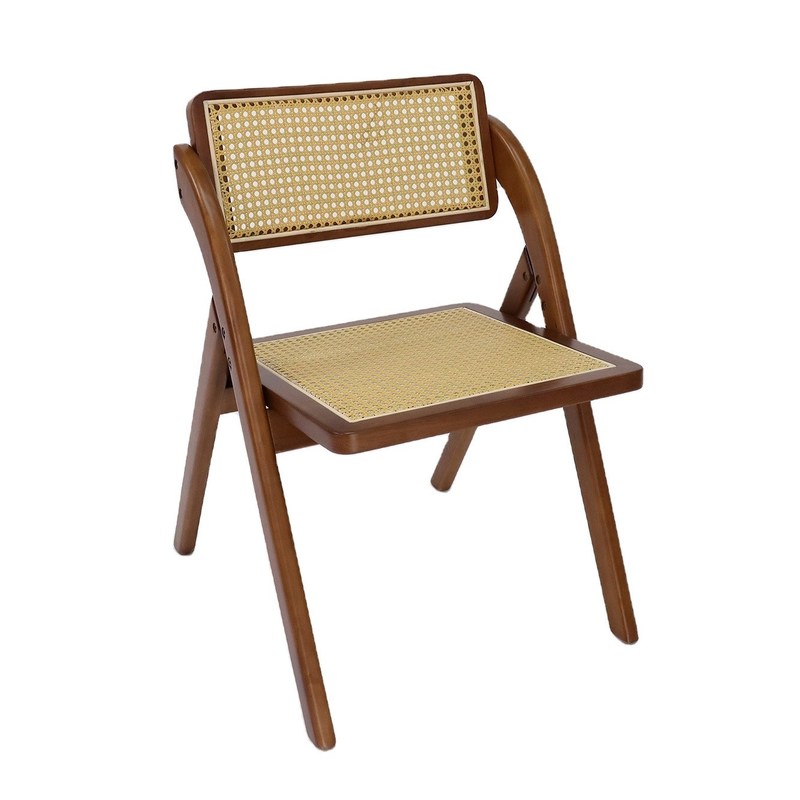 고전 스타일의 레스토랑용 빈티지 접이성 라탄 목재 식탁 의자